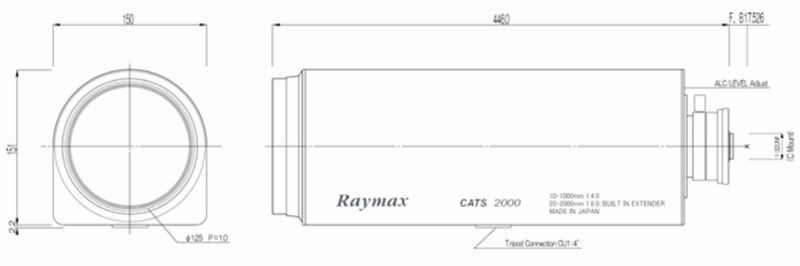 Raymax10-1000mm長焦鏡頭尺寸